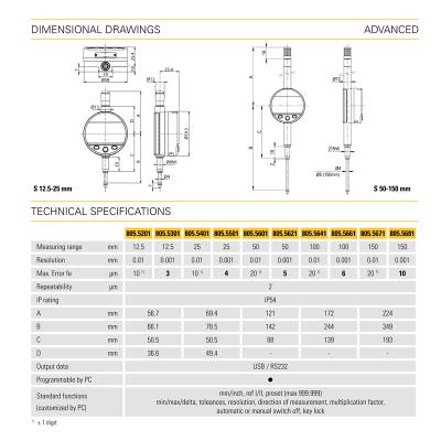 SYLVAC Digital Måleur S_DIAL WORK ADVANCED 100 x 0,01 mm IP54 (805.5641)